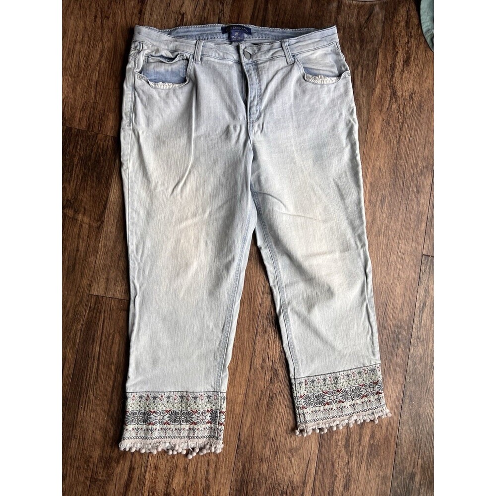Democracy Jeans Light Blue Denim Embroidered Base Size 16